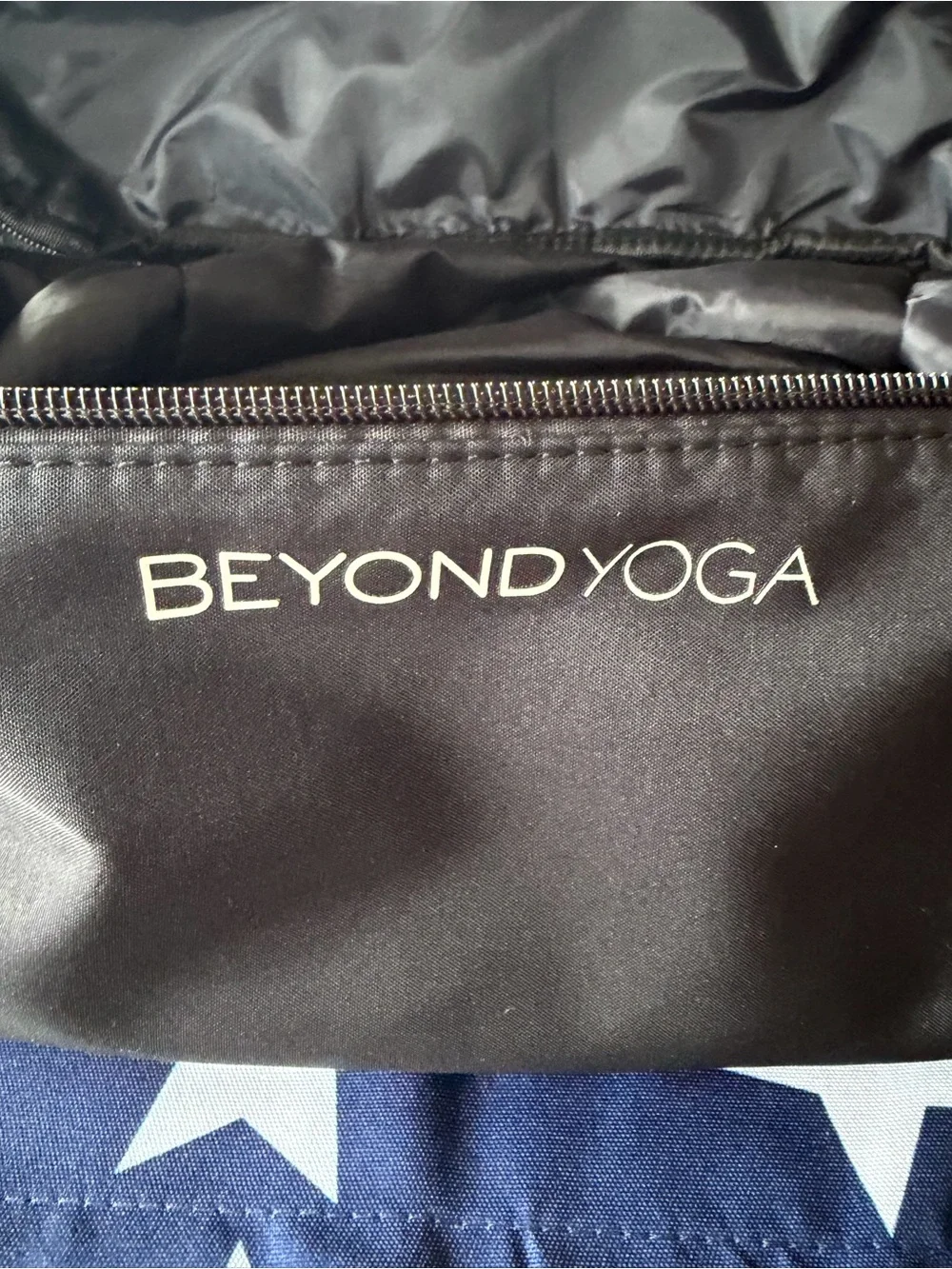 Beyond Yoga Black Gym Logo Zip Pouch